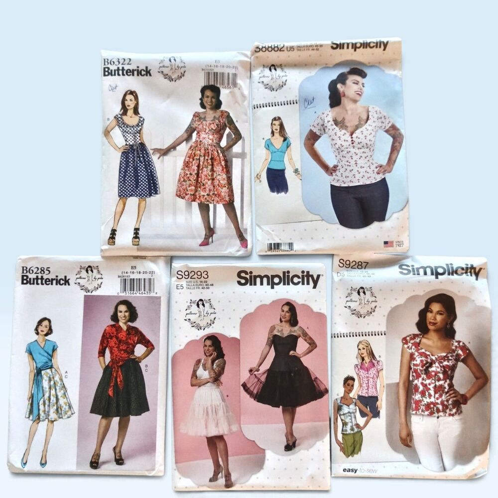 5 Sewing Patterns by Gertie Vintage Retro Rockabilly 3 Uncut 2 Cut Sz 14-22